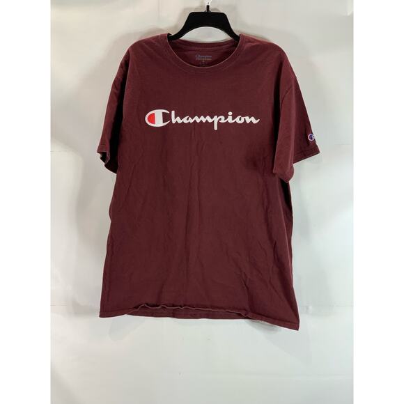 Champion Other - CHAMPION Men's Burgundy Script Logo Crewneck Regular-Fit T-Shirt SZ XL